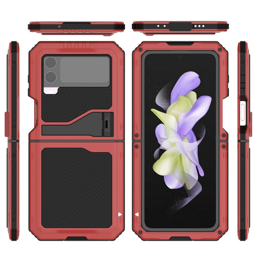 For Samsung Galaxy Z Flip4 RedPepper 360 Full Body Rugged Metal Life Waterproof Phone Case (Red) by RedPepper