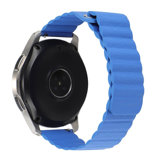 For Garmin Forerunner 255S / Venu 2S 18mm Universal Magnetic Loop Leather Watch Band(Cape Cod Blue) by buy2fix