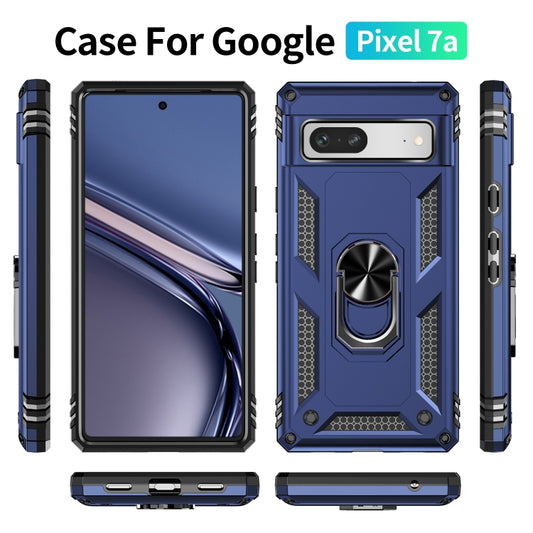 For Google Pixel 7a Shockproof TPU + PC Phone Case with Holder(Blue) by buy2fix