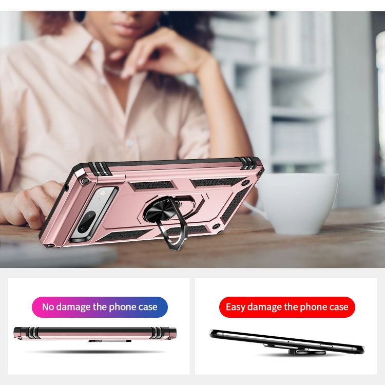 For Google Pixel 7a Shockproof TPU + PC Phone Case with Holder(Rose Gold) by buy2fix