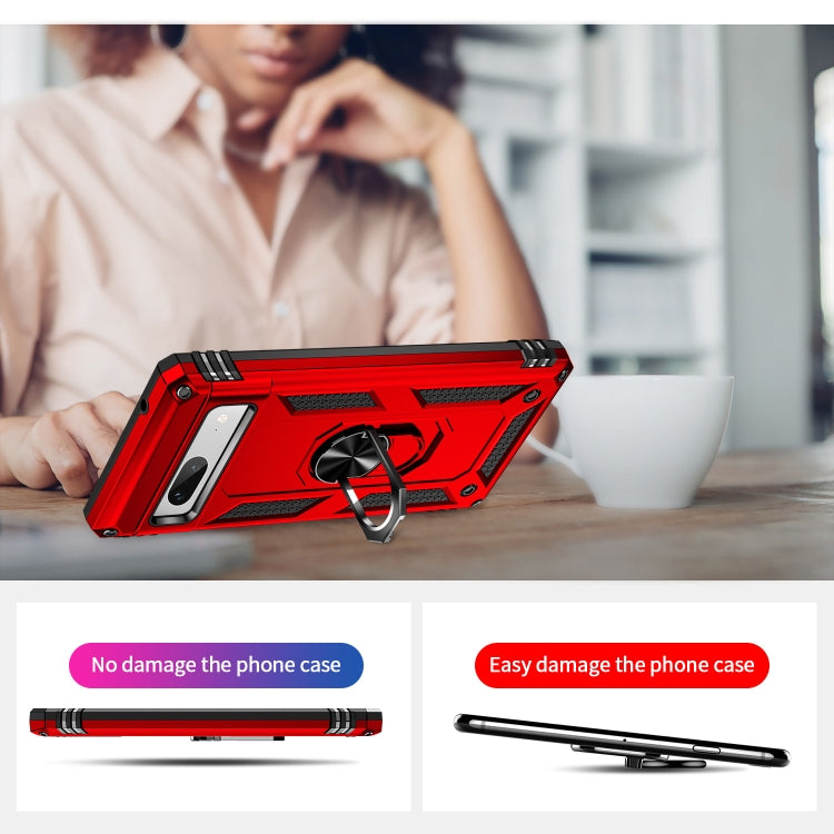 For Google Pixel 7a Shockproof TPU + PC Phone Case with Holder(Red) by buy2fix