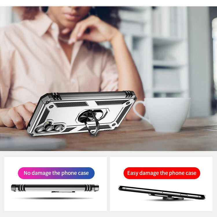 For Samsung Galaxy A54 Shockproof TPU + PC Phone Case with Holder(Silver) by buy2fix