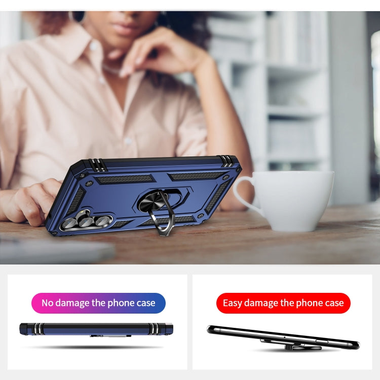 For Samsung Galaxy A54 Shockproof TPU + PC Phone Case with Holder(Blue) by buy2fix