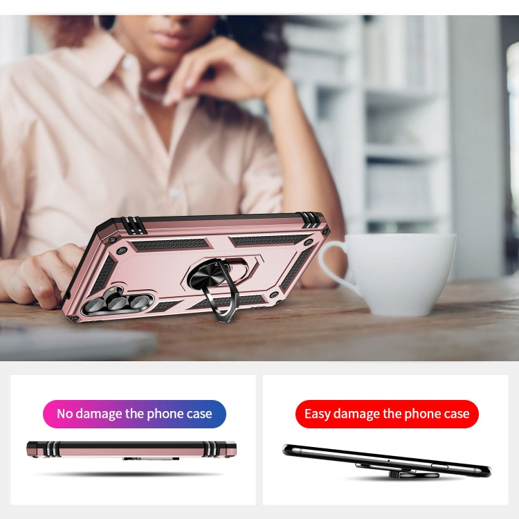 For Samsung Galaxy A54 Shockproof TPU + PC Phone Case with Holder(Rose Gold) by buy2fix