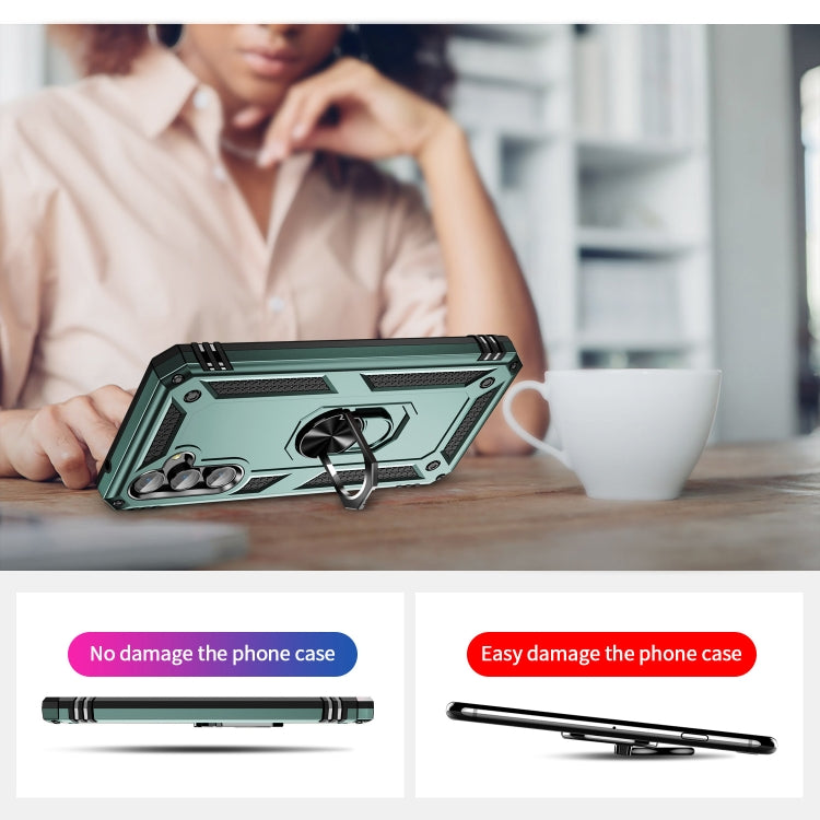 For Samsung Galaxy A54 Shockproof TPU + PC Phone Case with Holder(Dark Green) by buy2fix