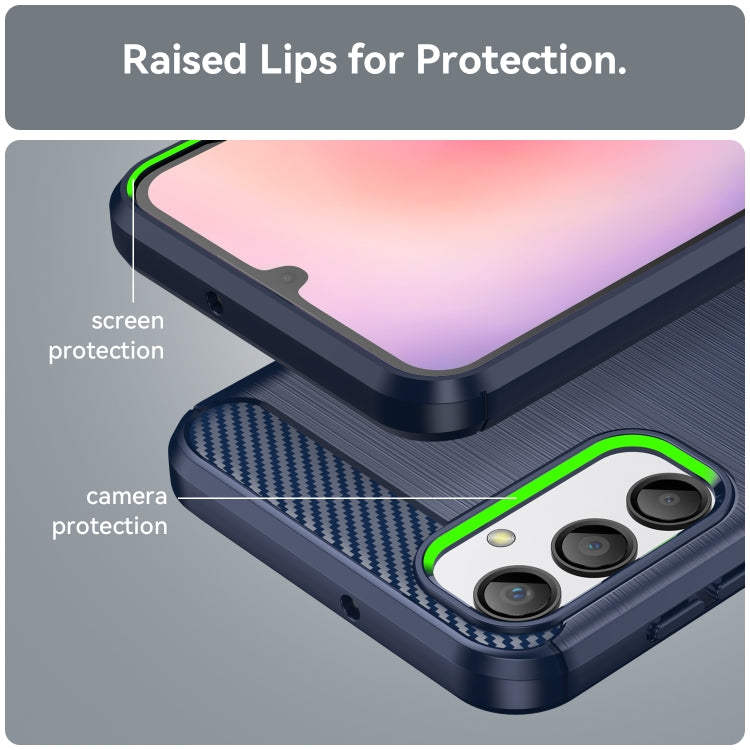 For Samsung Galaxy A24 4G Brushed Texture Carbon Fiber TPU Phone Case(Blue) by buy2fix