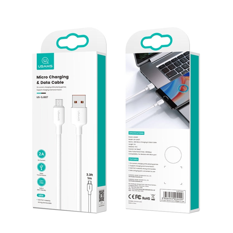 USAMS US-SJ608 U84 2A USB to Micro USB Charging Data Cable, Cable Length:2m(White) by USAMS