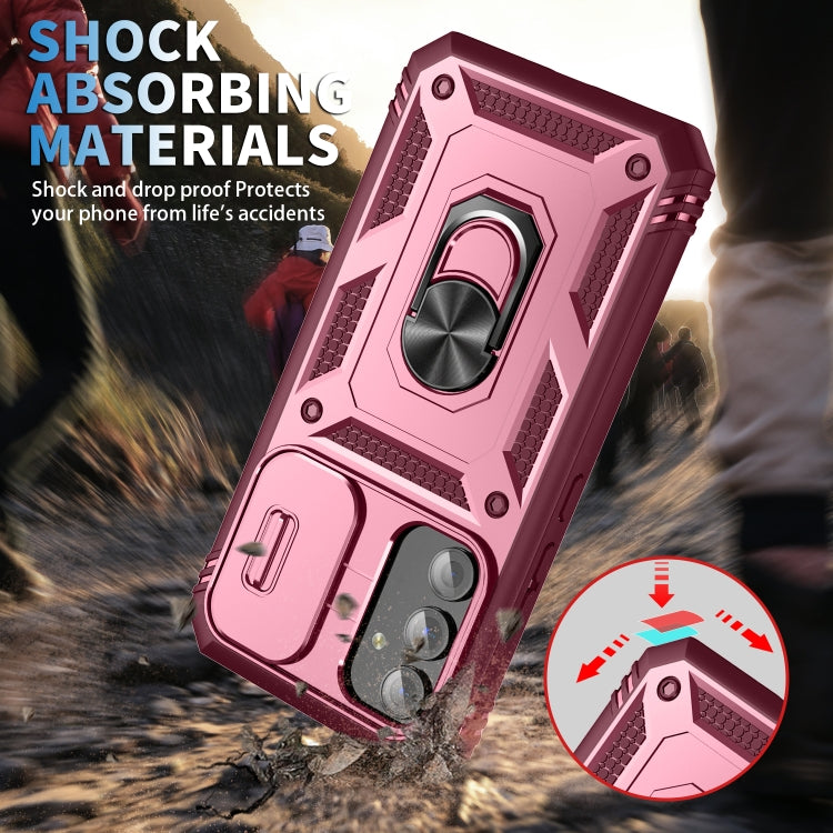 For Samsung Galaxy A54 5G Sliding Camshield TPU + PC Phone Case(Pink+Red) by buy2fix