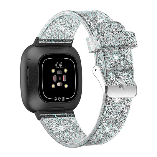 For Fitbit Versa 4 / Sense 2 Universal Flash Powder TPU Watch Band(Black) by buy2fix