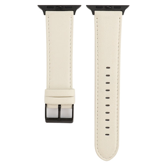 For Apple Watch Series 7 45mm / 6 & SE & 5 & 4 44mm / 3 & 2 & 1 42mm Cowhide Texture Leather Watch Band(White) by buy2fix