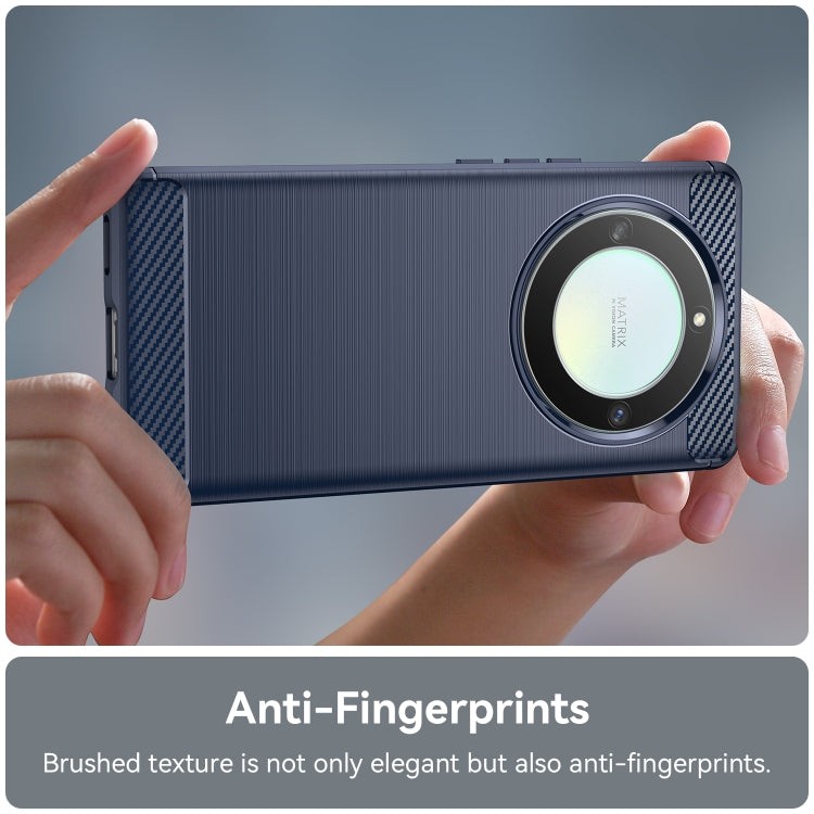 For Honor Magic5 Lite Brushed Texture Carbon Fiber TPU Phone Case(Blue) by buy2fix