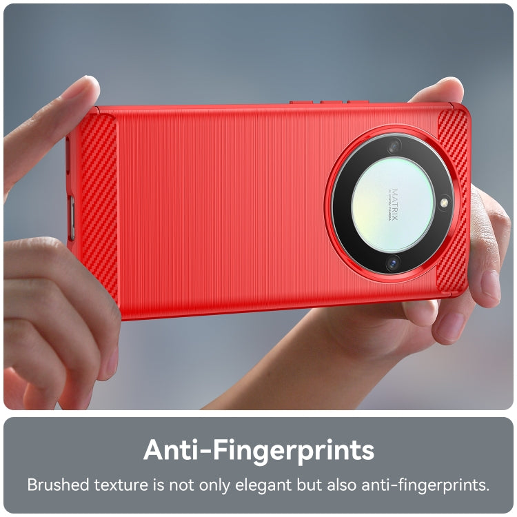 For Honor Magic5 Lite Brushed Texture Carbon Fiber TPU Phone Case(Red) by buy2fix