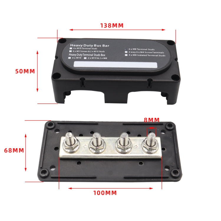 CP-3089-02 300A 48V 4-way M8 Terminal Busbar(Red) by buy2fix