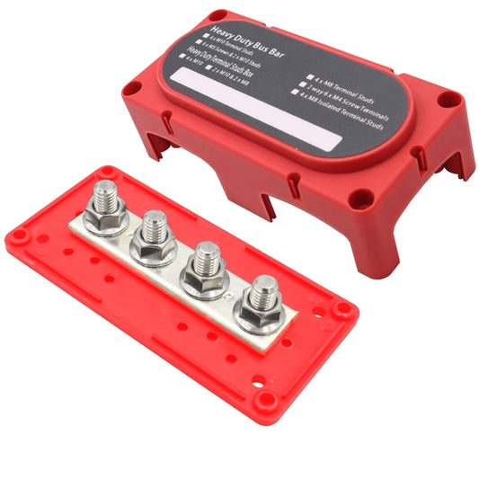 CP-3090 1 Pair 300A 48V 4-way M10 Terminal Busbar(Black + Red) by buy2fix