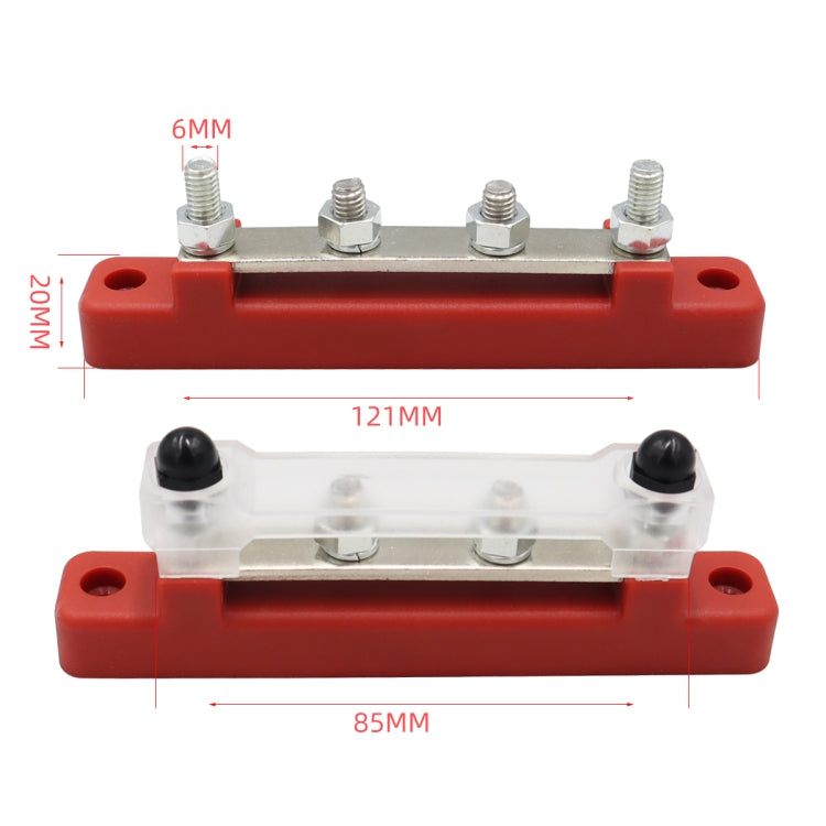 CP-3118 150A 12-48V RV Yacht Single-row 2-way Busbar with 4pcs Terminals(Red) by buy2fix