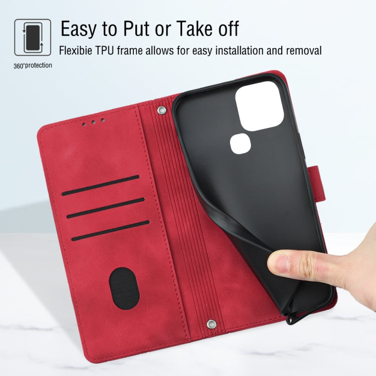 For Infinix Smart 6 Skin-feel Embossed Leather Phone Case(Red) by buy2fix