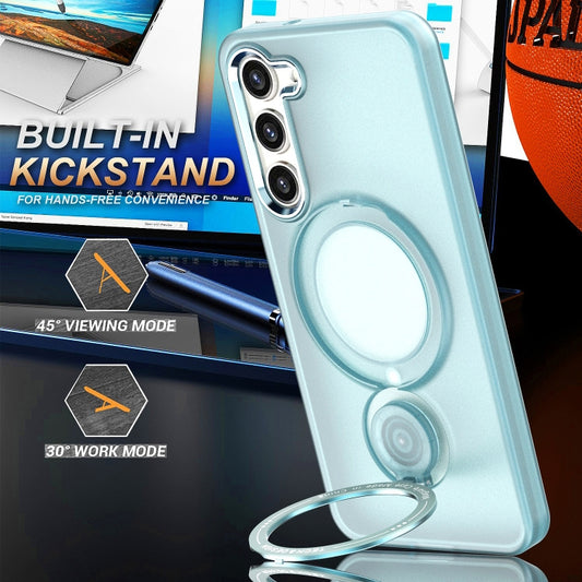 For Samsung Galaxy S23 5G 360 Degree Rotation Holder MagSafe Magnetic Phone Case(Light Blue) by buy2fix