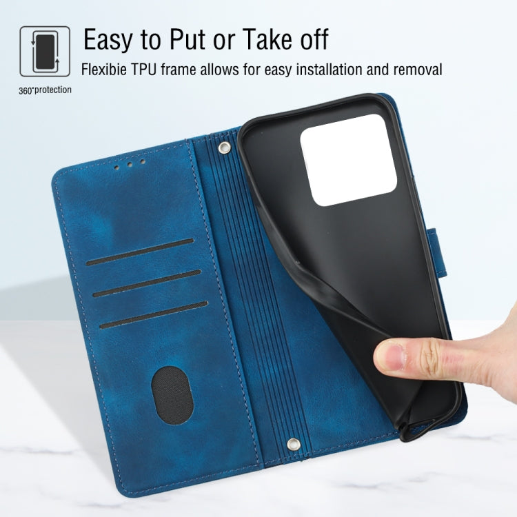 For OnePlus 10T 5G Skin-feel Embossed Leather Phone Case(Blue) by buy2fix
