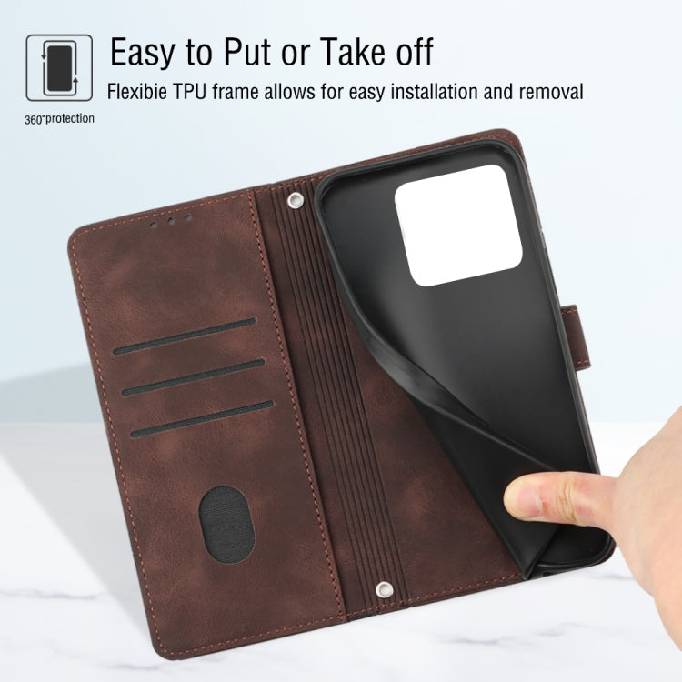 For OnePlus 10T 5G Skin-feel Embossed Leather Phone Case(Brown) by buy2fix