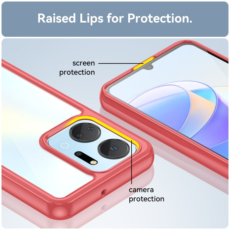 For Honor X7A Colorful Series Acrylic + TPU Phone Case(Red) by buy2fix