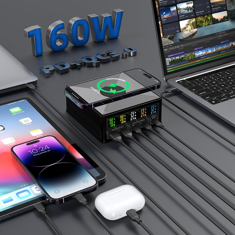 868H 6 in 1 160W 3 PD Type-C + 2 QC3.0 USB Ports Multi Ports Charger(UK Plug) by buy2fix