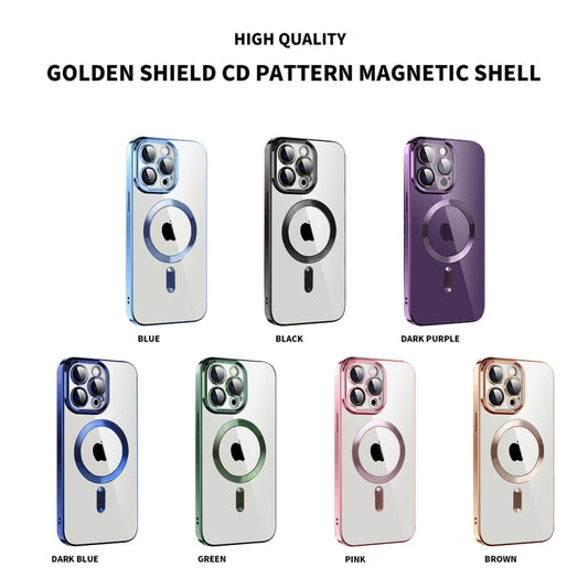 For iPhone 13 CD Texture Plating TPU MagSafe Phone Case with Lens Film(Dark Purple) by buy2fix