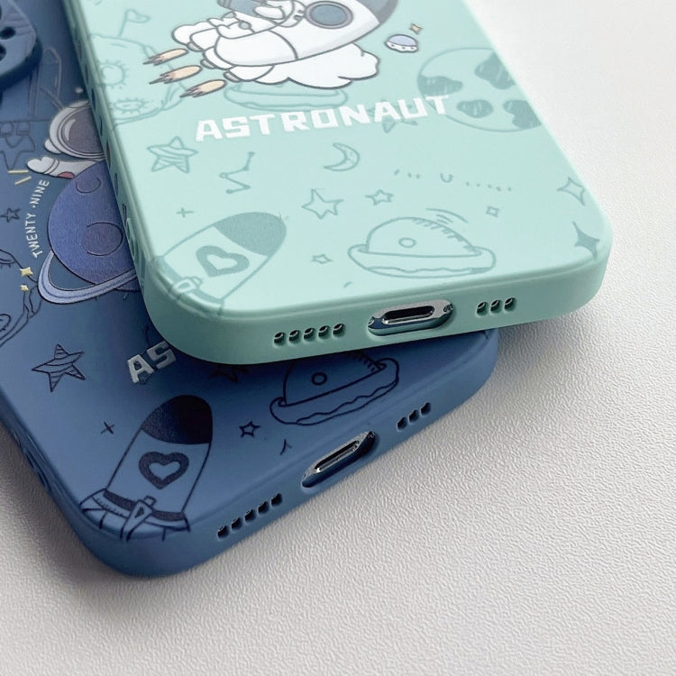 For iPhone 14 Pro Max Liquid Silicone Straight Side Phone Case(Blue Astronaut) by buy2fix