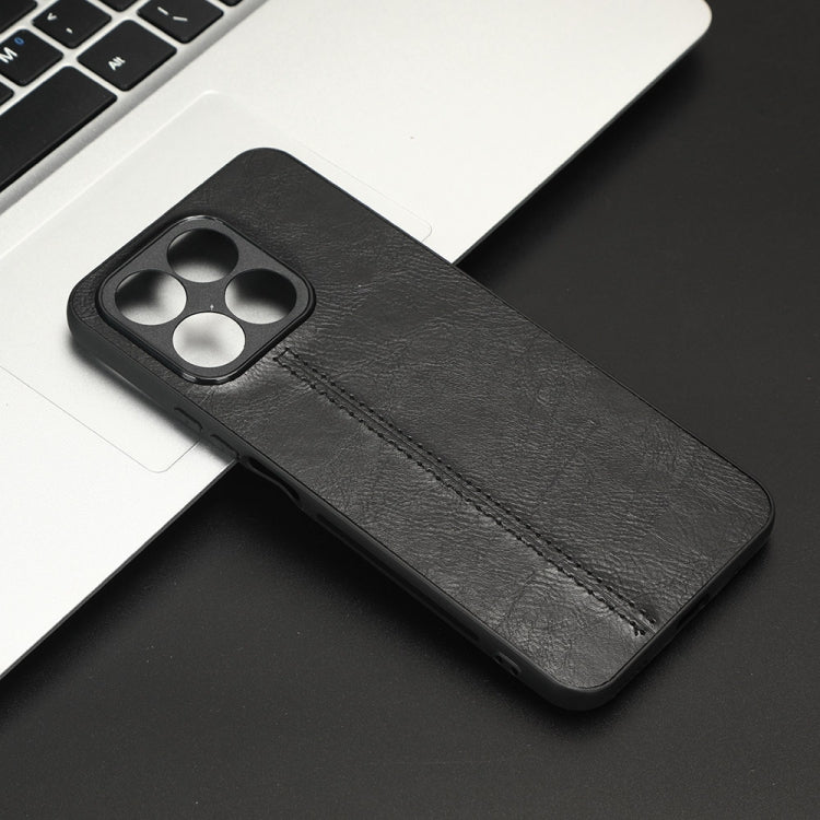 For Honor X8a Sewing Cow Pattern Skin PC + PU + TPU Phone Case(Black) by buy2fix