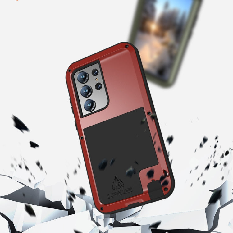For Samsung Galaxy S23 Ultra 5G LOVE MEI Metal Shockproof Life Waterproof Dustproof Phone Case(Red) by LOVE MEI