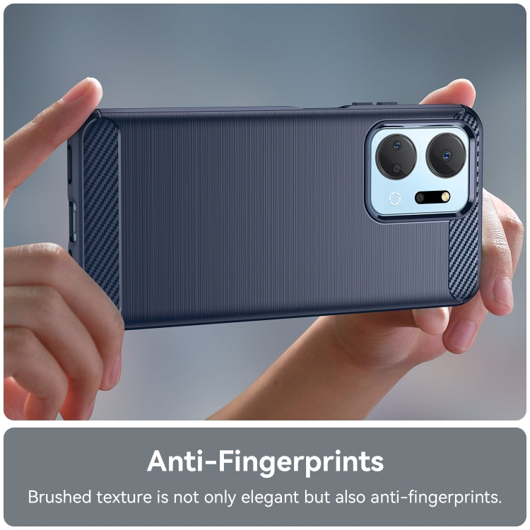 For Honor X7a Brushed Texture Carbon Fiber TPU Phone Case(Blue) by buy2fix