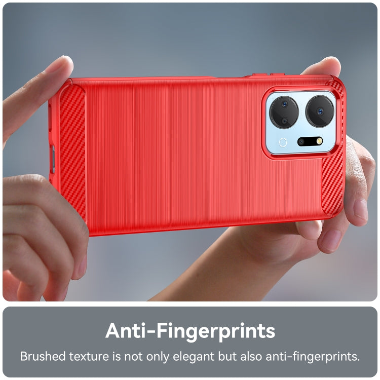 For Honor X7a Brushed Texture Carbon Fiber TPU Phone Case(Red) by buy2fix