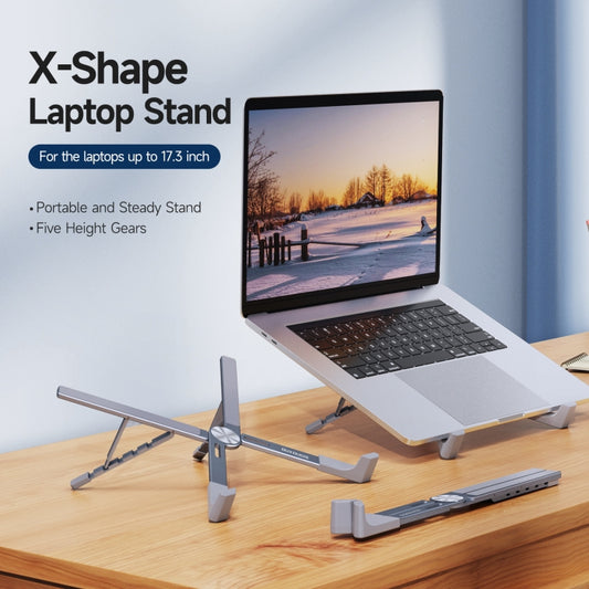DUX DUCIS Foldable X-shaped Aluminum Laptop Stand(Lead Color) by DUX DUCIS