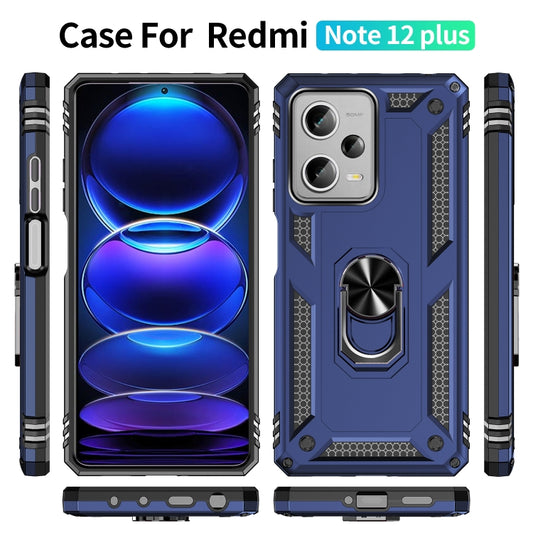 For Xiaomi Redmi Note 12 Pro+ Shockproof TPU + PC Phone Case with Holder(Blue) by buy2fix