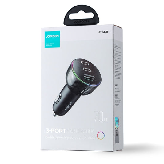 JOYROOM JR-CL26 70W 3-port USB+USB-C / Type-C Car Charger(Black) by JOYROOM