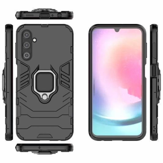 For Samsung Galaxy A24 5G / A24 4G PC + TPU Shockproof Protective Phone Case with Magnetic Ring Holder(Black) by buy2fix