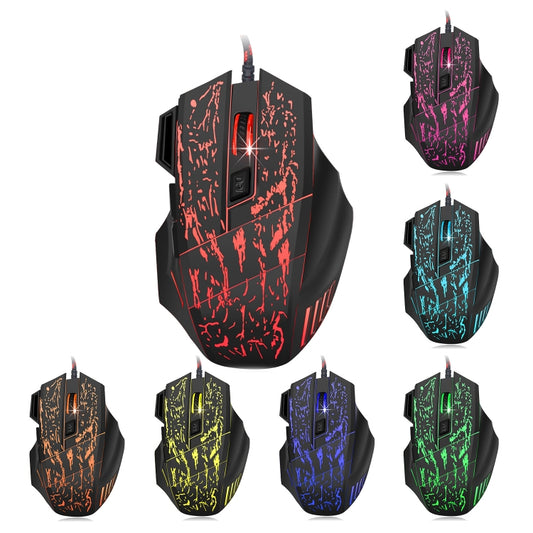 HXSJ A874 7-keys Flowing Water Crack Colorful Luminous Wired Gaming Mouse by HXSJ