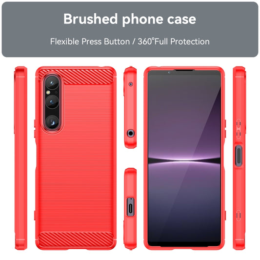 For Sony Xperia 1 V Brushed Texture Carbon Fiber TPU Phone Case(Red) by buy2fix