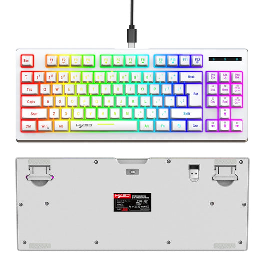 HXSJ L100 87 Keys RGB Backlit Film 2.4G Wireless Keyboard(White) by HXSJ