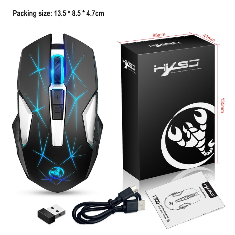 HXSJ T300 7 Keys 2400DPI 2.4G Colorful Luminous Wireless Mouse(Black) by HXSJ