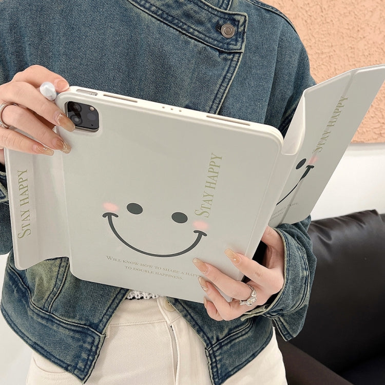 Pen Slot Magnetic Painted Detachable Tablet Leather Case For iPad Air 11 2024 / iPad Air 2022 / 2020 10.9 / Pro 11(Smile) by buy2fix