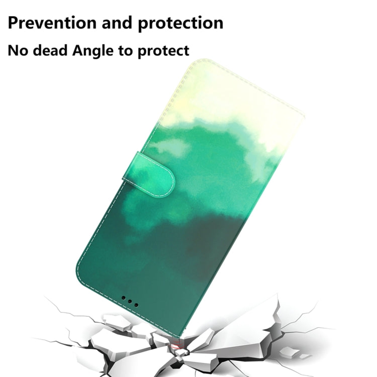 For Honor X7a Watercolor Pattern Flip Leather Phone Case(Cyan Green) by buy2fix