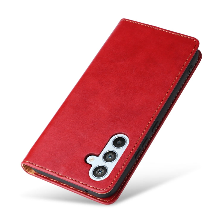 For Samsung Galaxy A54 5G Fierre Shann PU Genuine Leather Texture Leather Phone Case(Red) by FIERRE SHANN