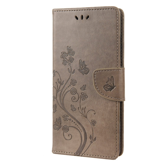 For OPPO Reno8 T 4G Butterfly Flower Pattern Leather Phone Case(Grey) by buy2fix