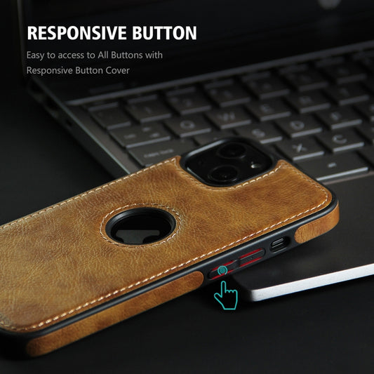 For iPhone 13 mini Leather Texture Stitching Phone Case(Brown) by buy2fix