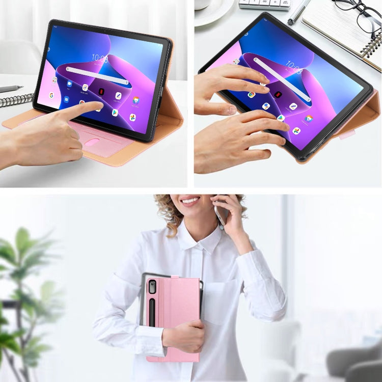For Lenovo Tab P11 Pro Gen2 11.2 2022 TB132/138 Embossed Front Stand Leather Smart Tablet Case(Rose Gold) by buy2fix