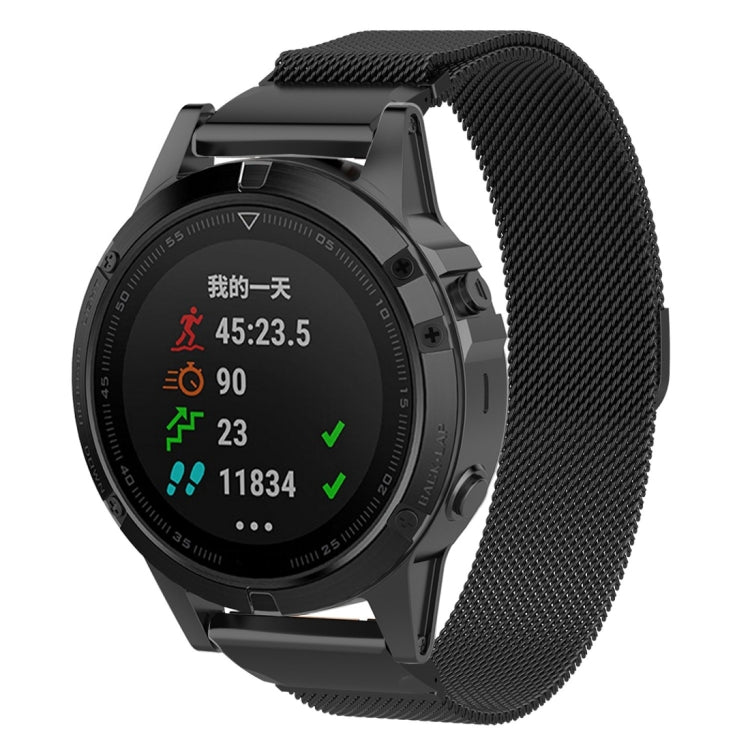 For Garmin Fenix 5X Milanese Watch Band(Black) by buy2fix