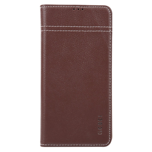 For Samsung Galaxy S23 5G GEBEI Top-grain Horizontal Flip Leather Phone Case(Brown) by GEBEI