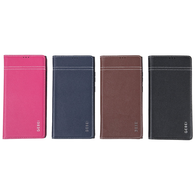 For Samsung Galaxy S23+ 5G GEBEI Top-grain Horizontal Flip Leather Phone Case(Rose Red) by GEBEI