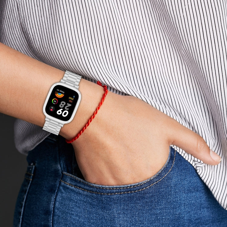 For Xiaomi Redmi Watch 3 / Mi Watch Lite 3 2 in 1 Three-bead Metal Watch Band with Watch Frame(Black) by buy2fix