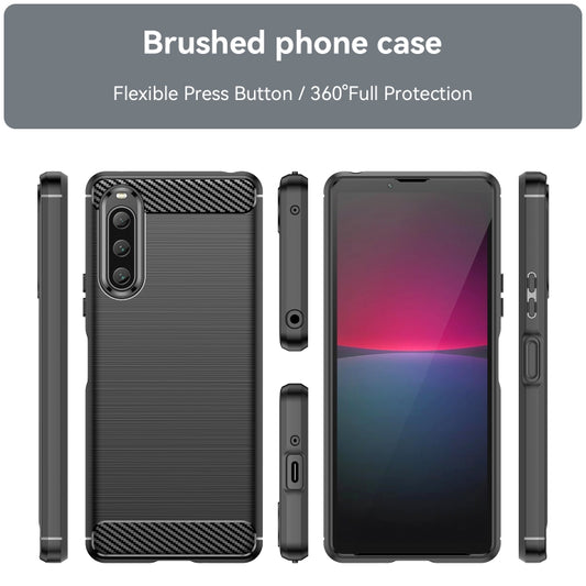 For Sony Xperia 10 V Brushed Texture Carbon Fiber TPU Phone Case(Black) by buy2fix